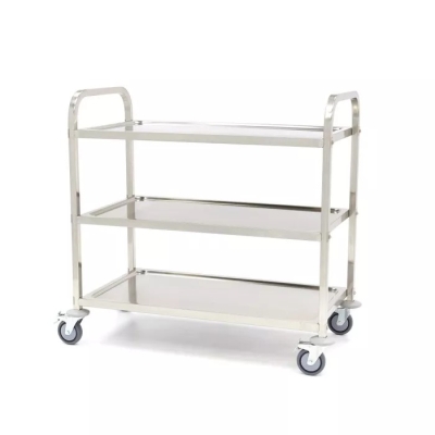 Chariot de service en acier inoxydable – 3 étagères